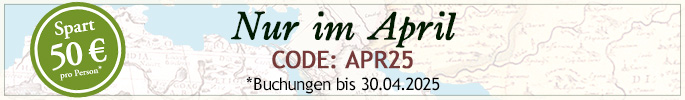 Nur im April. Spart 50 € pro Person. Code: APR25